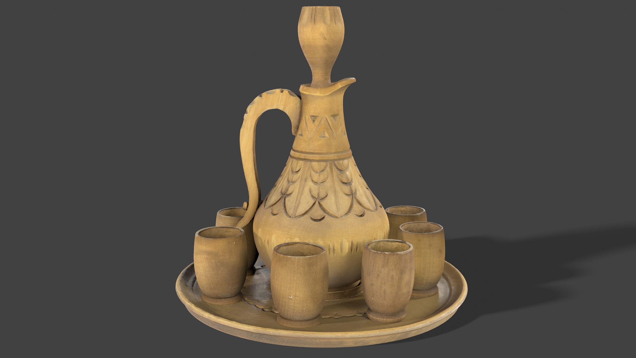 Media 1 for listing Wooden Jug with Shot Glasses on Tray