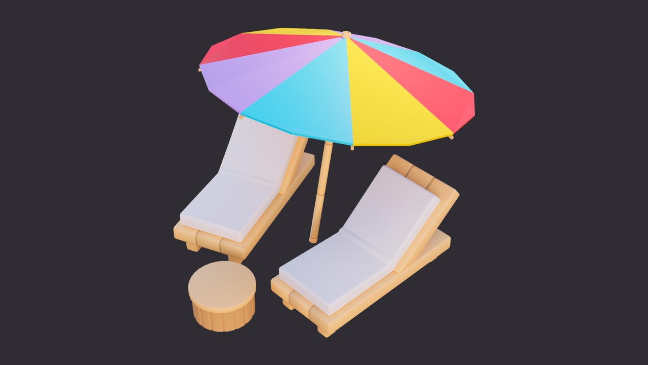 Media 1 for listing Low Poly Sunbed Set