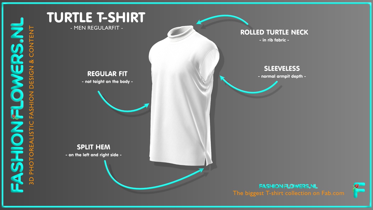 Media 1 for listing White Colour Roll Neck T-shirt Without Sleeves | Sides Seam Splits | Turtle Neck