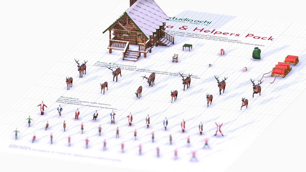 Media 1 for listing Low Poly Santa & Helpers