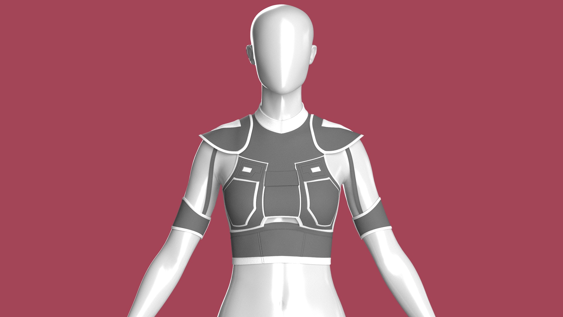 Media 1 for listing Girls Crop Top With White Piping Trim | High Poly