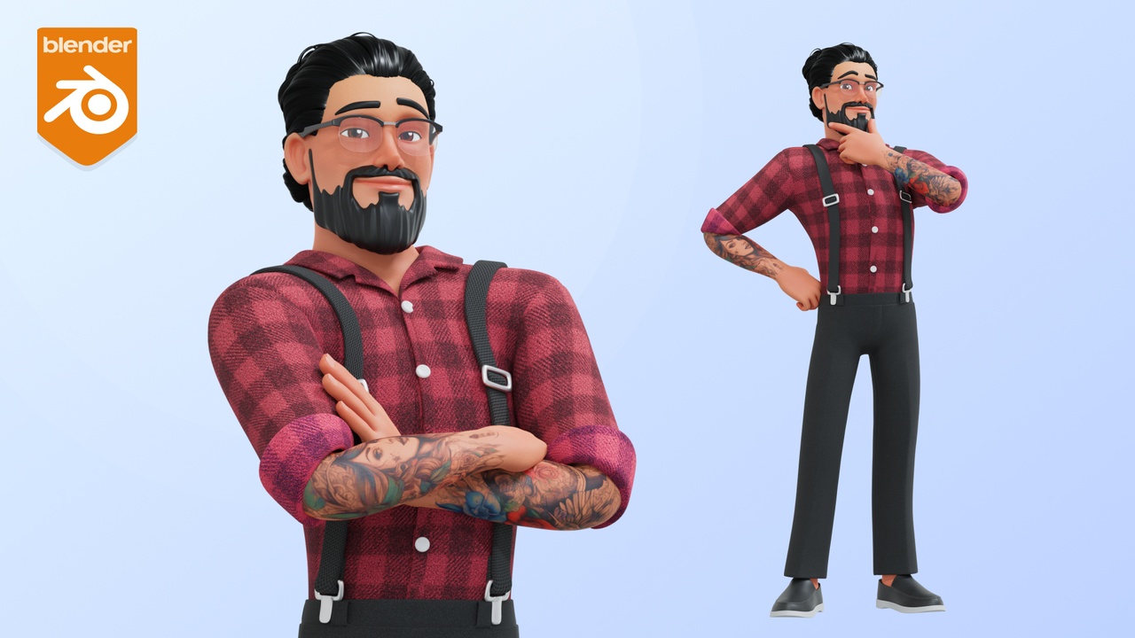 Media 1 for listing Hipster Man Cartoon Character