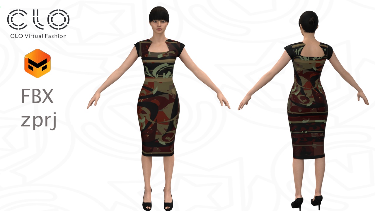 Media 1 for listing Vanessa Noir Enigma Dress - Ready-to-Use CLO 3D / MD Project (.ZPRJ + FBX)