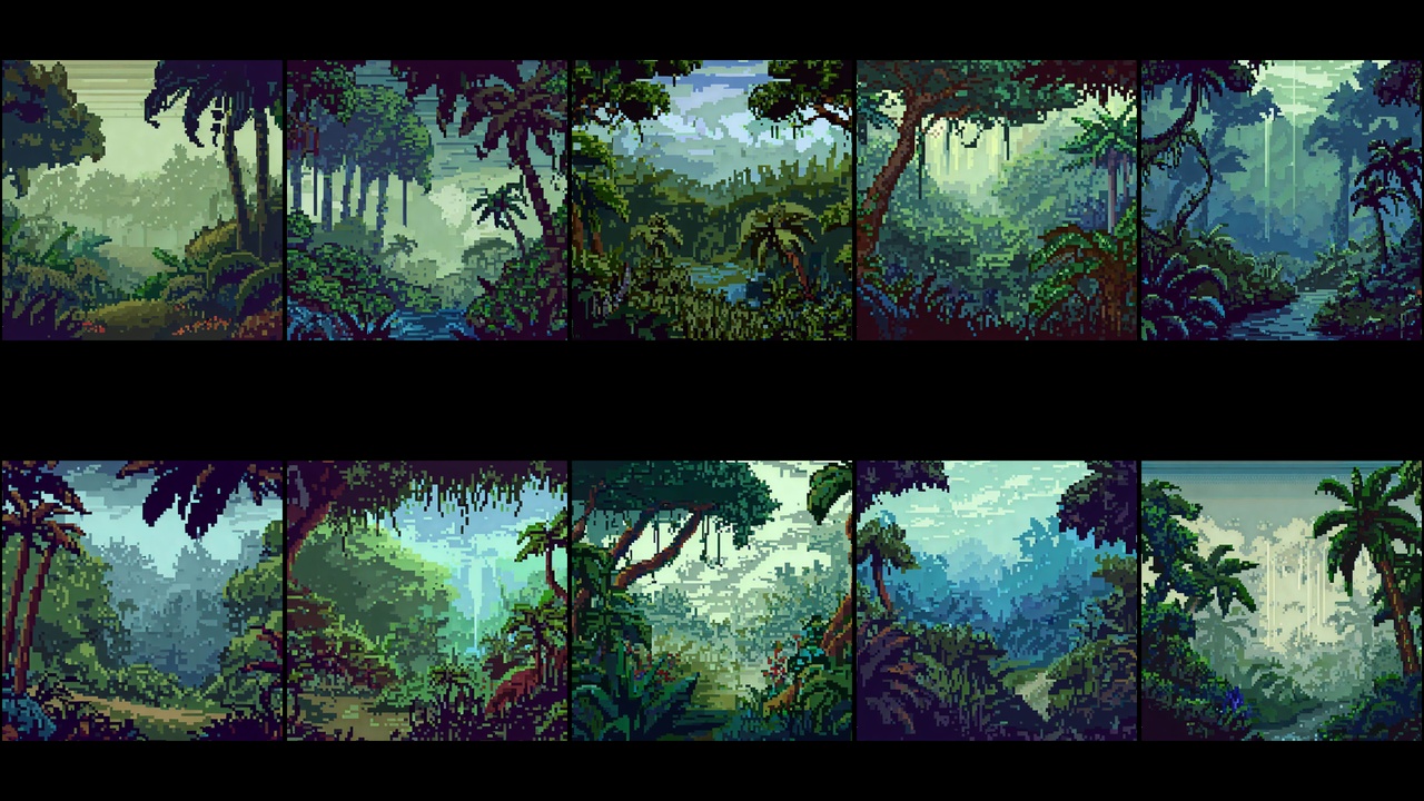Media 1 for listing Pixel Art Backgrounds: Tropical Jungle 2