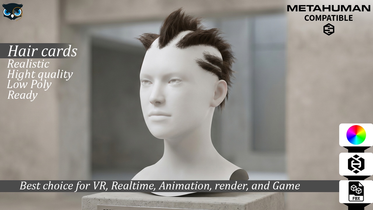 Media 1 for listing Cyberpunk Mohawk Hair Cards Real Time Tactical Punk Hairstyle