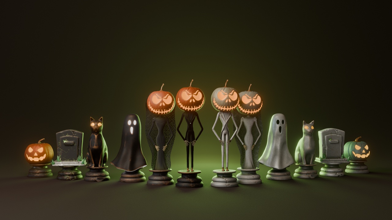 Media 1 for listing Halloween Chess Set