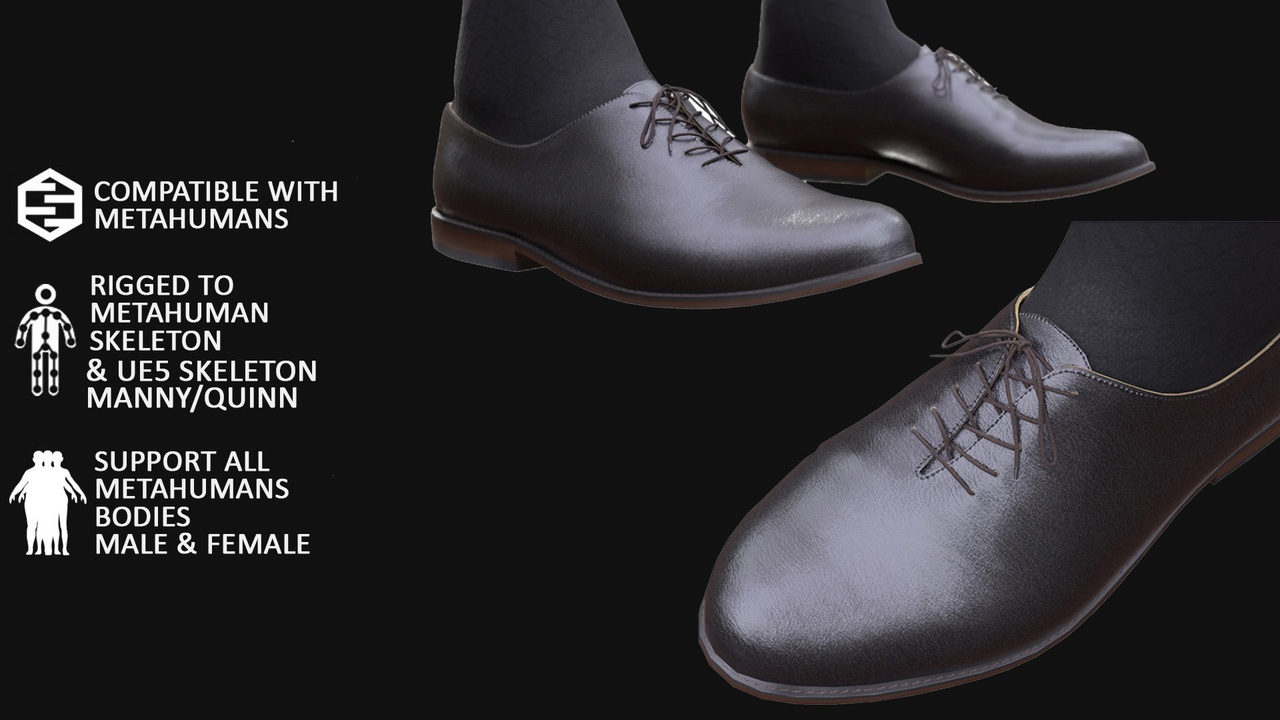出品Business Shoes - Male/Female MH & UE5 Skeletons - Riggedのメディア1