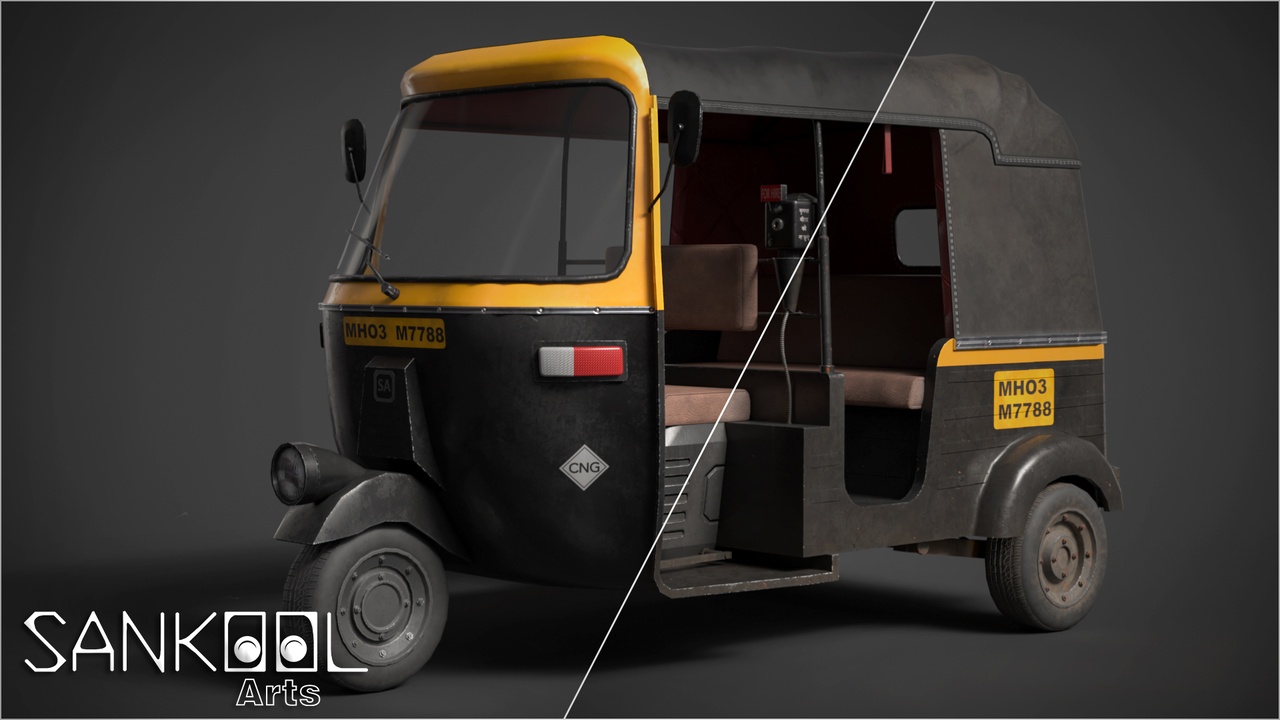 Media 1 for listing Mumbai Rickshaw (Include GLTF / USD)