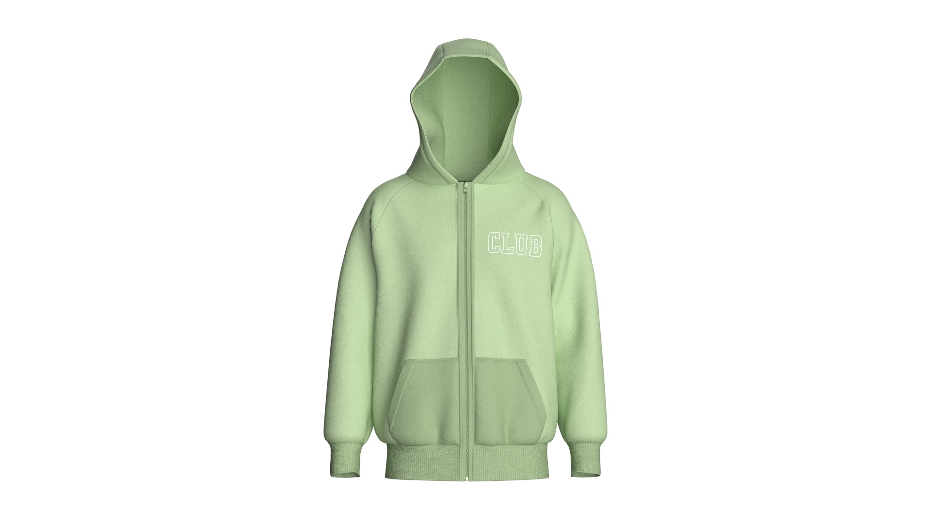 Media 1 for listing Men Green Club Graphic Full - Zip Hoodie | High Poly
