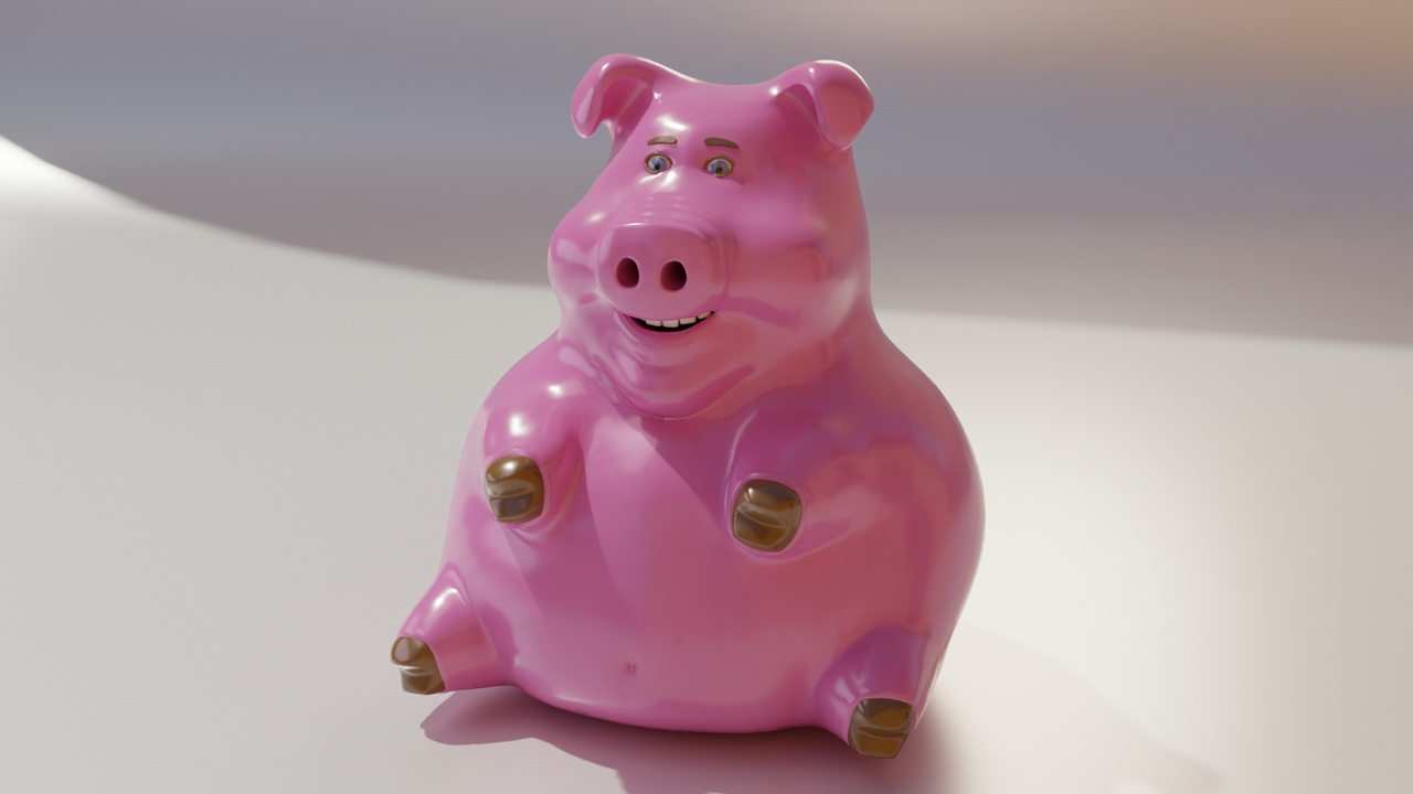 Media 1 for listing Pig Cute and Chubby sitting Happily and Smiling