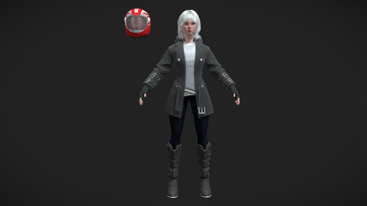 Media 1 for listing Female Biker Character – Game Ready 3D Model