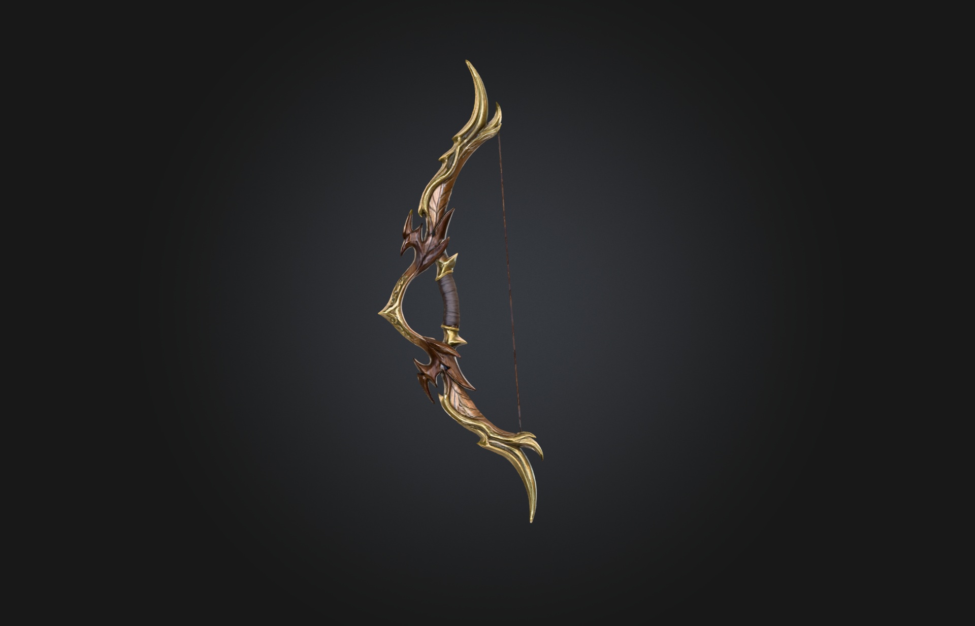 Media 1 for listing Elegant Fantasy Bow – Ornate Elven Archery Weapon (Game-Ready 3D Model)
