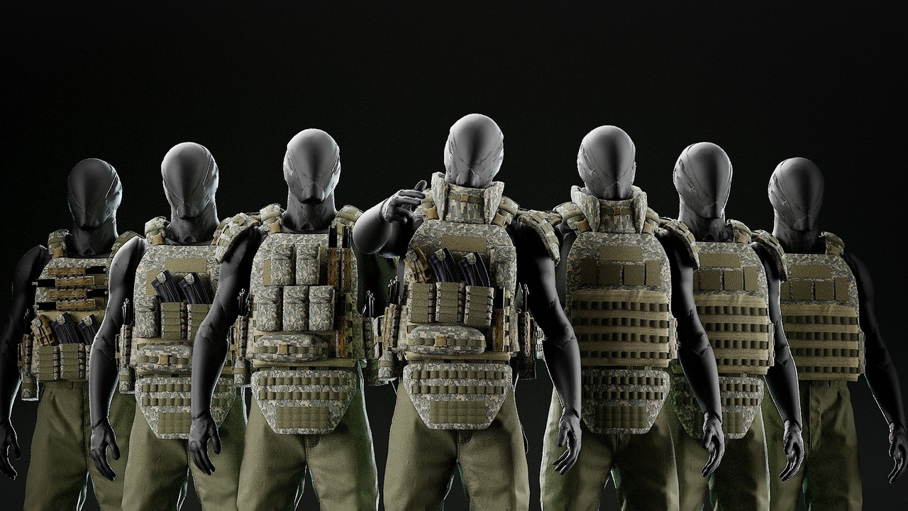 Media 1 for listing Modular Military Tactical Vest – UE5 Skeleton Ready