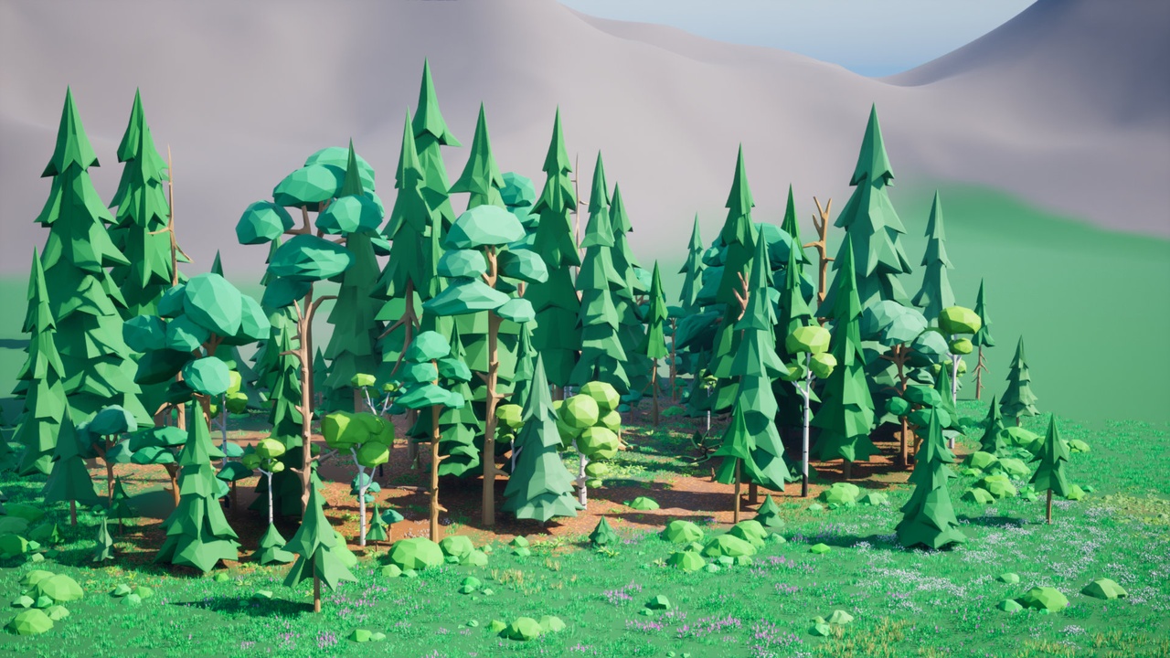 Media 1 for listing Lowpoly Foliage Pack - Needleleaf Forest