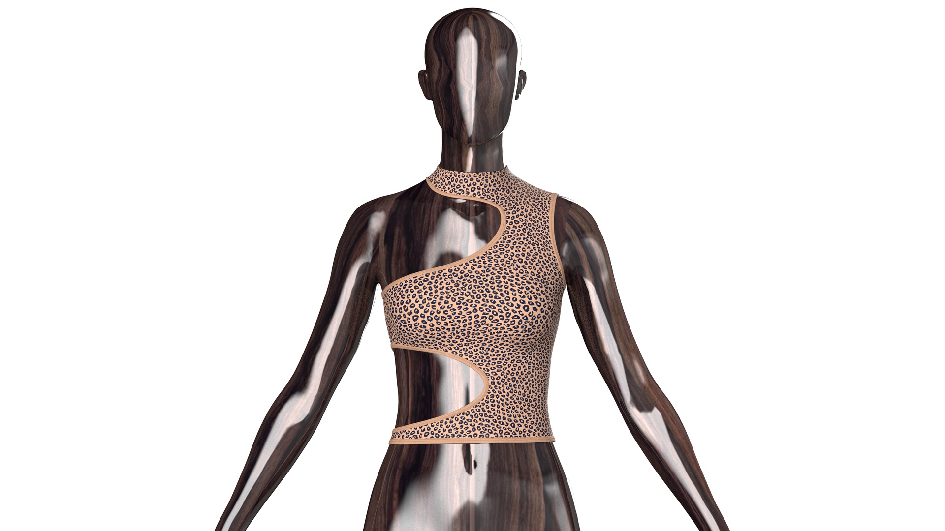 Media 1 for listing Girls Leopard Print Side Cutout Crop Top | High Poly