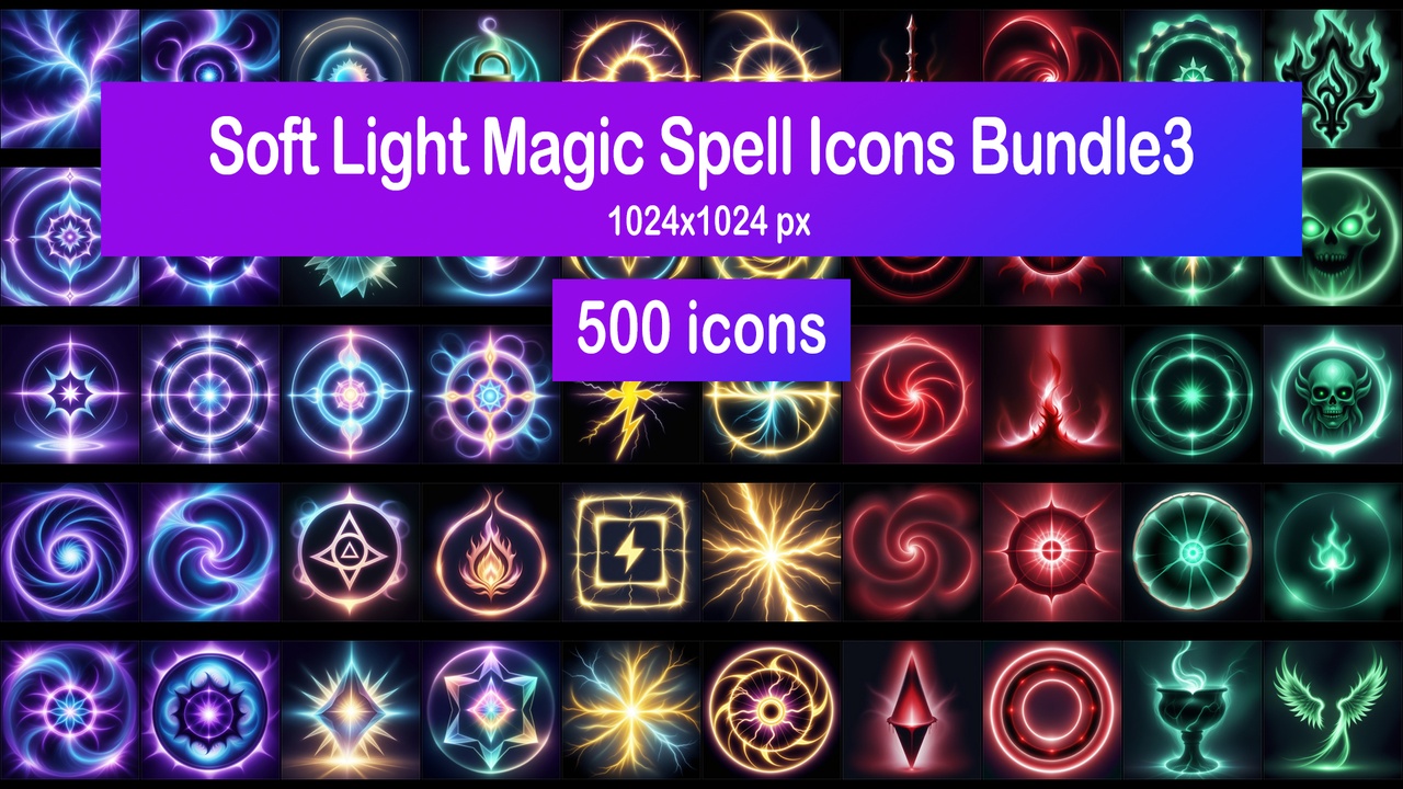 Media 1 for listing Soft Light Magic Spell Icons Bundle3