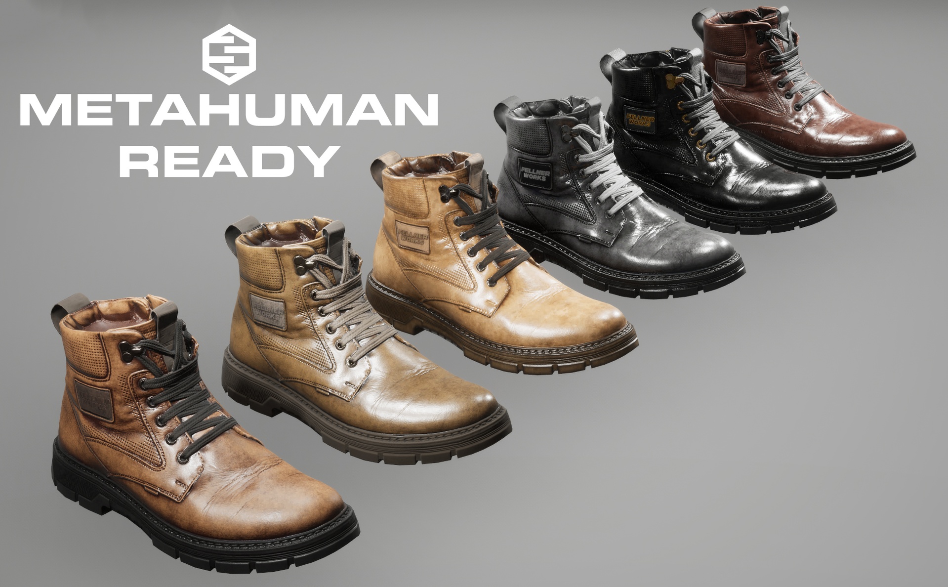 出品Premium Leather Boots for Metahumans │ 4K PBR Textures│ Rigged │ 6 Materialsのメディア1