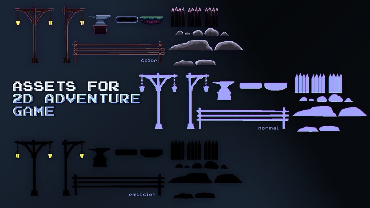 Медиа 1 для объявления 2D Adventure Game Asset Pack – Stylized Pixel Art