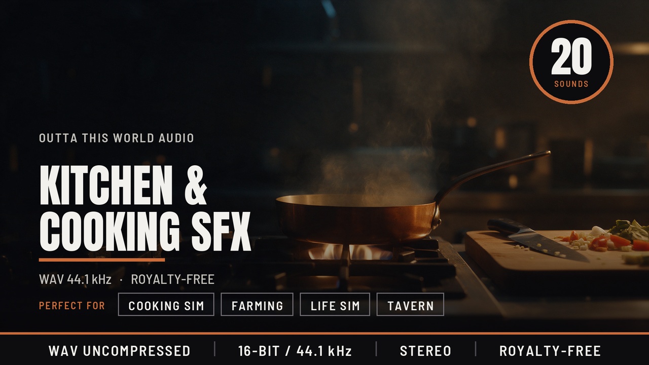 Media 1 for listing Kitchen and Cooking Game Sound Effects - Chopping, Sizzling, Boiling