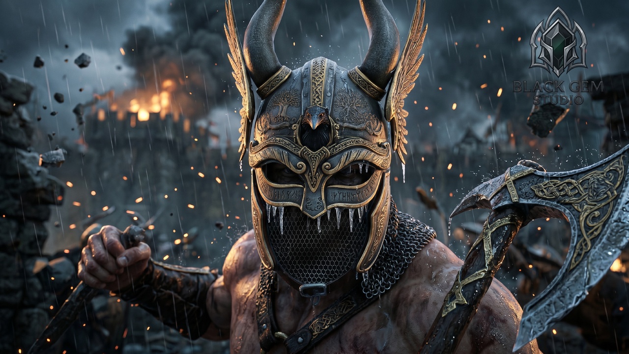 Media 1 for listing Nordic Raven Horned Warrior Helmet Mask for Metahuman and Medieval Games