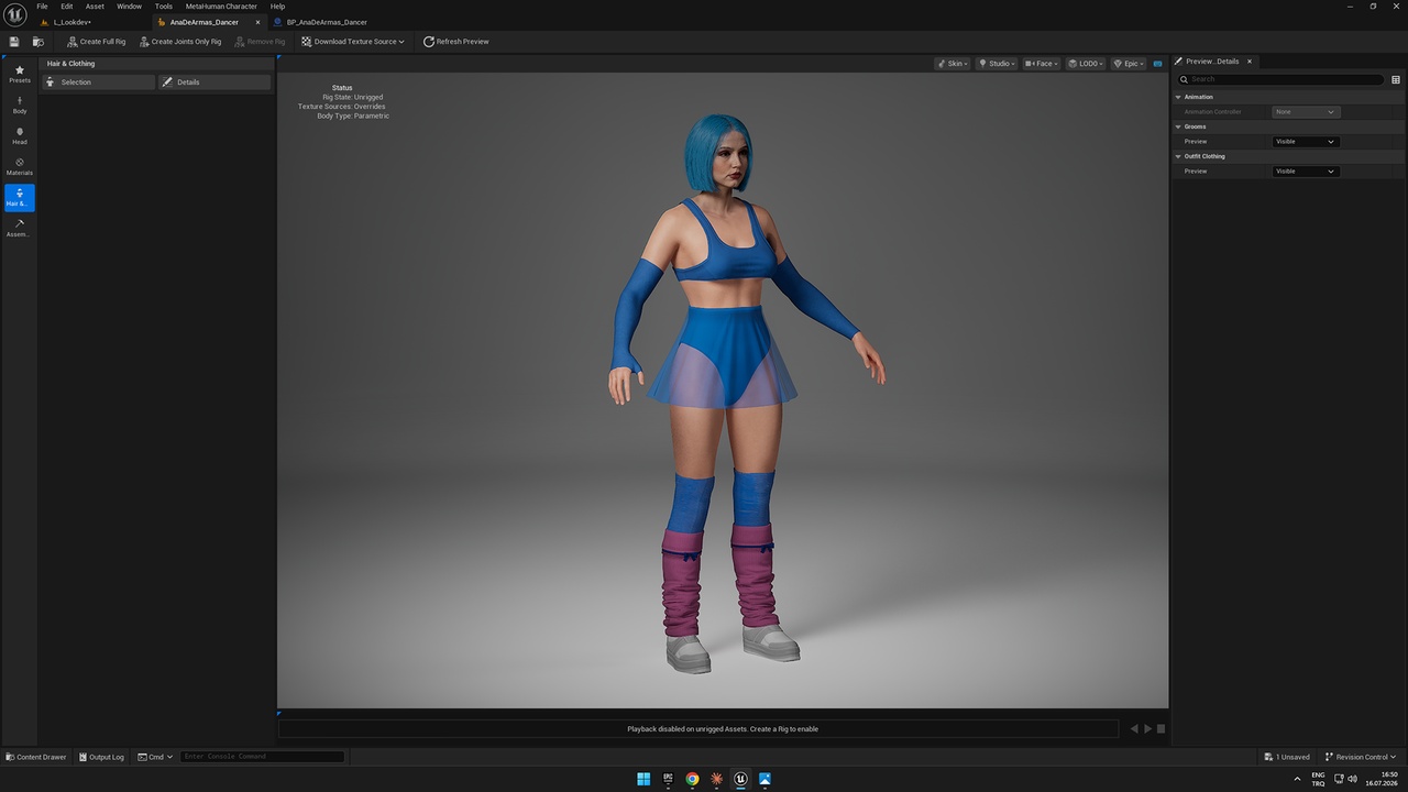 Media 1 for listing Dancer Outfit for Metahuman - MHPKG