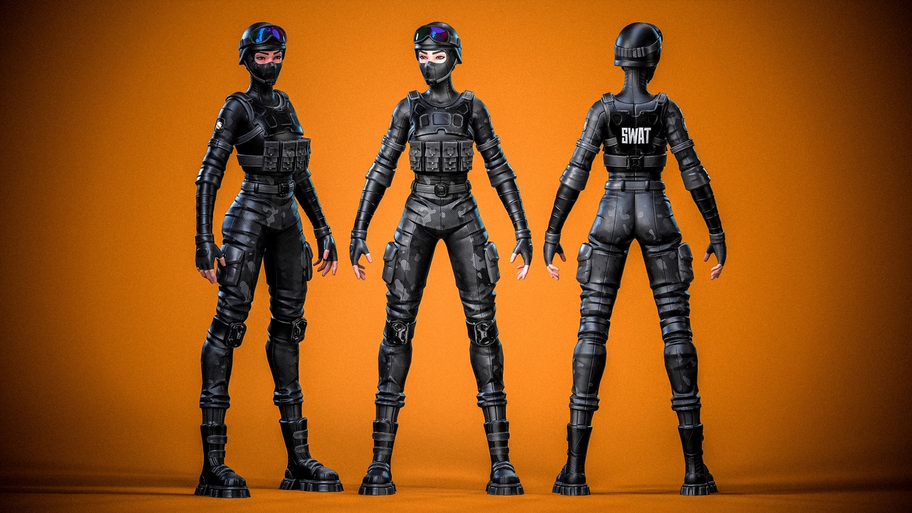 Media 1 for listing Stylized Female SWAT Soldier - Modular Character