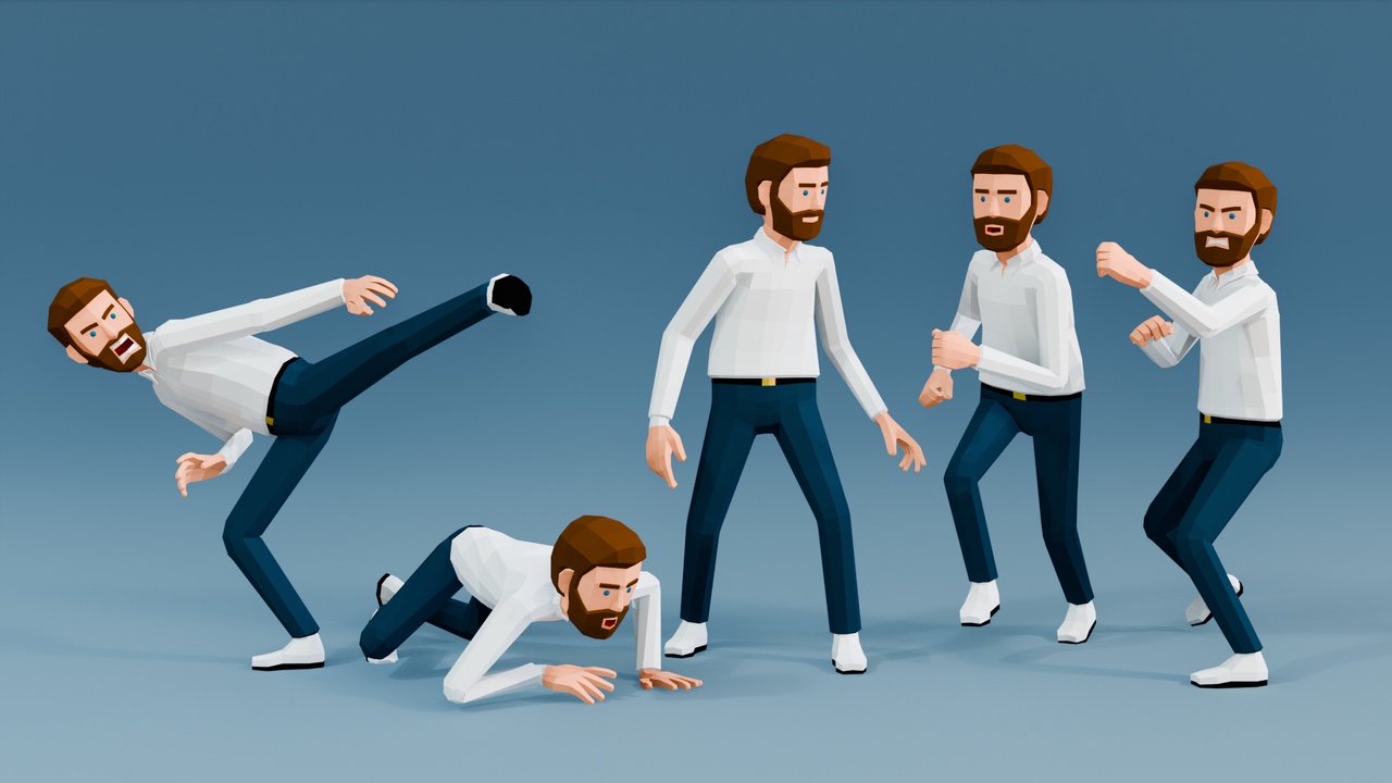 Media 1 for listing Bearded man low-poly stylized