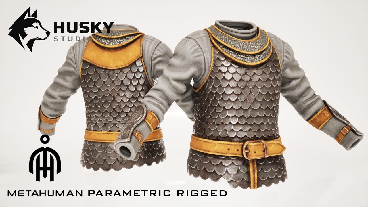 Media 1 for listing Scale Armor - 18 - Parametric - All MetaHumans - Outfit - UE5 Skeleton Rigged