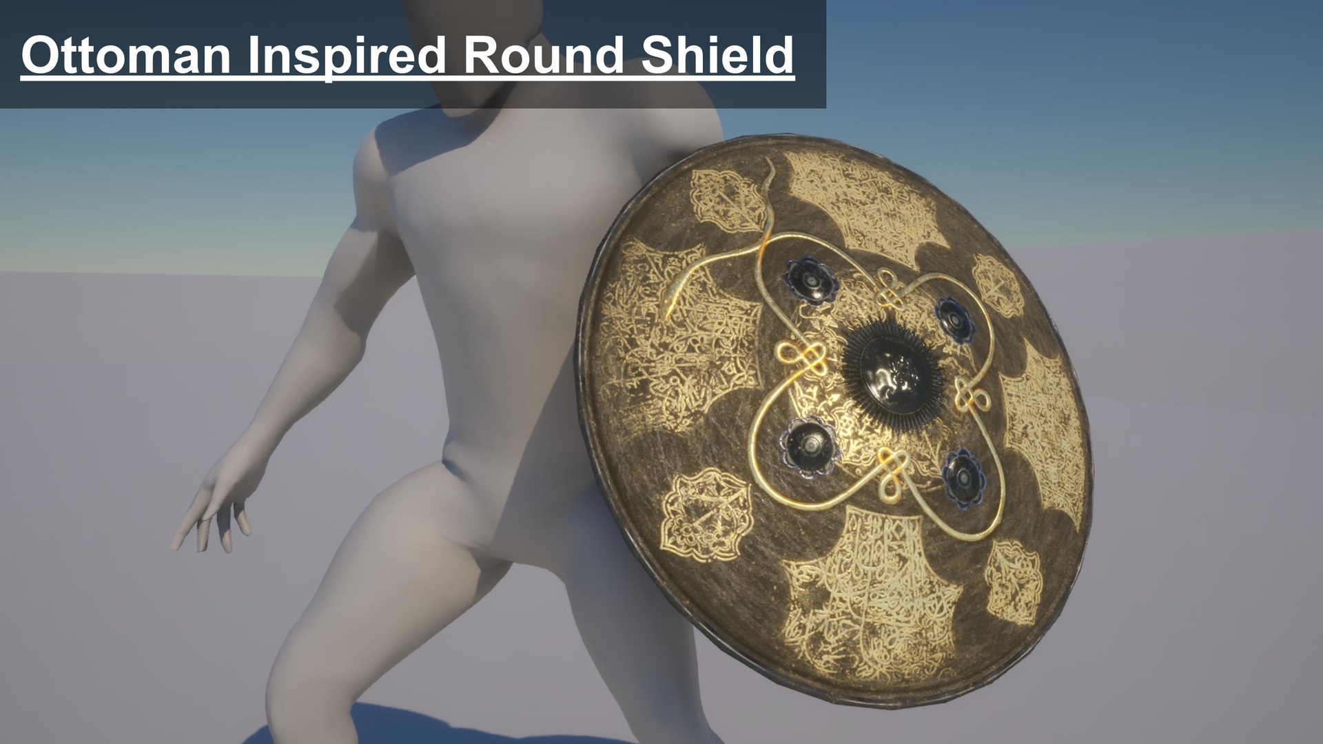 Media 1 for listing Realistic Ottoman-Style Round Shield - Game Ready Prop