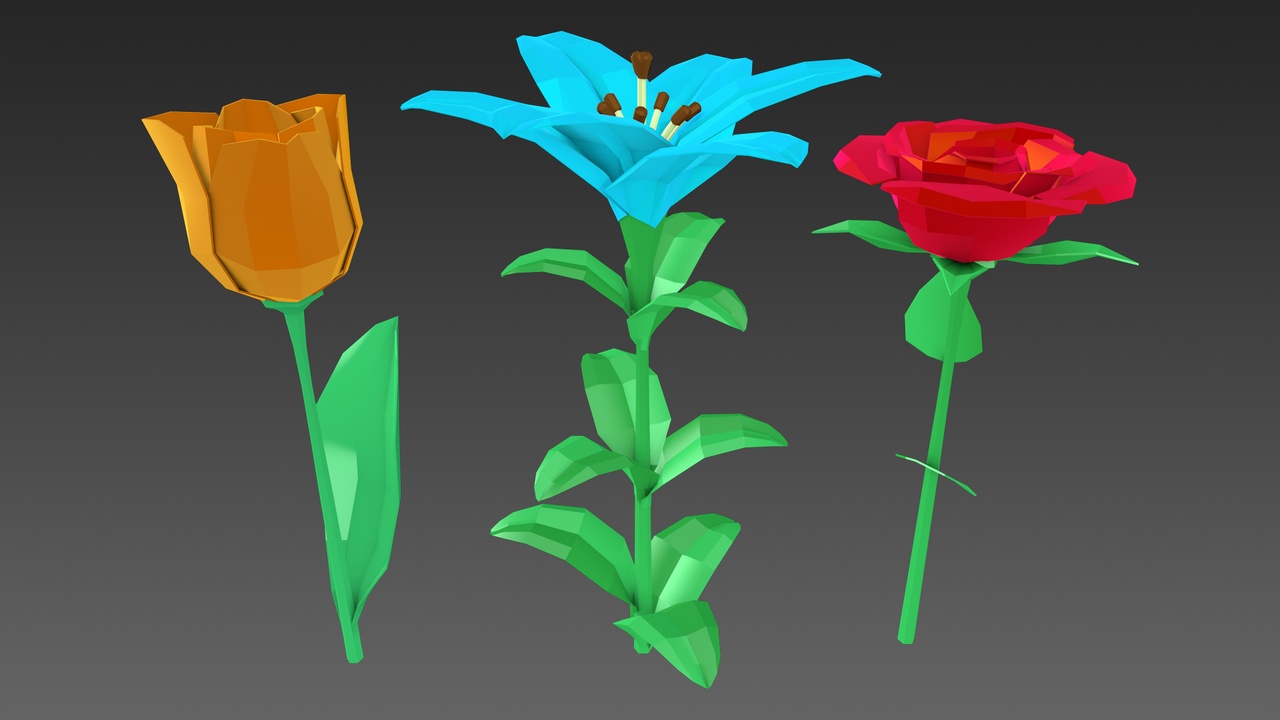 Media 1 for listing Low Poly Flowers