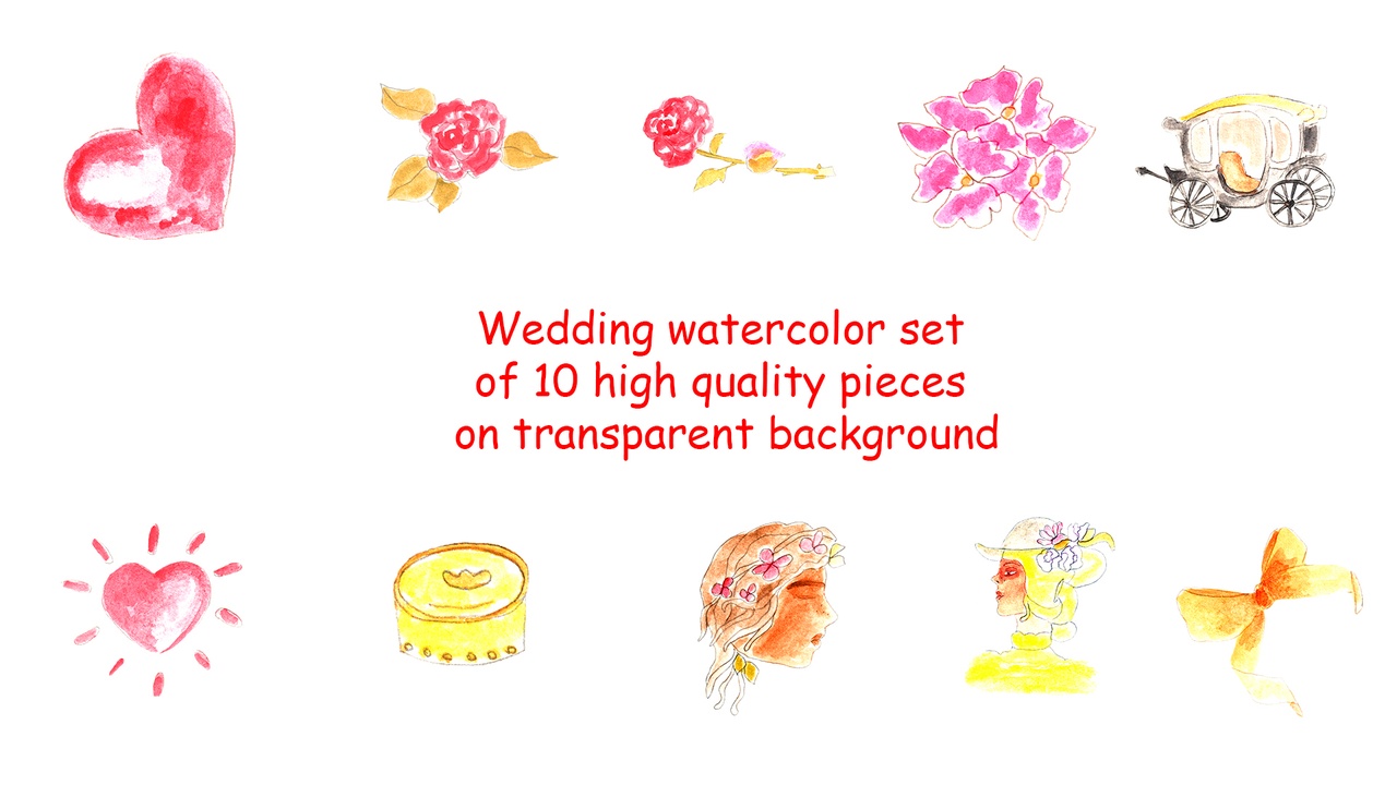 Media 1 for listing Watercolor Wedding Set 10 pcs