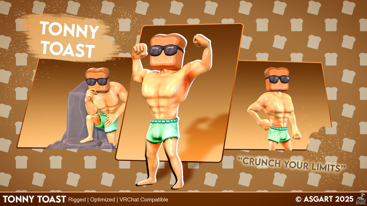 Media 1 for listing Tonny Toast | 3D Character | VRChat-Ready Avatar