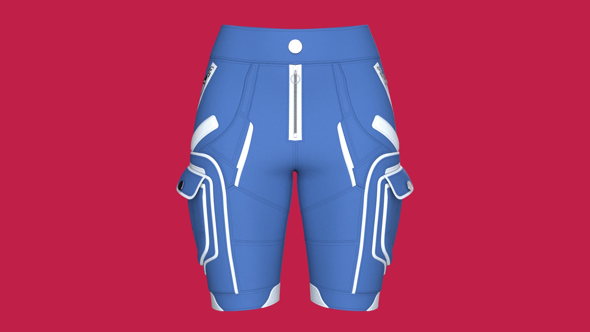Media 1 for listing Girls Blue Tactical Shorts With White Piping | High Poly
