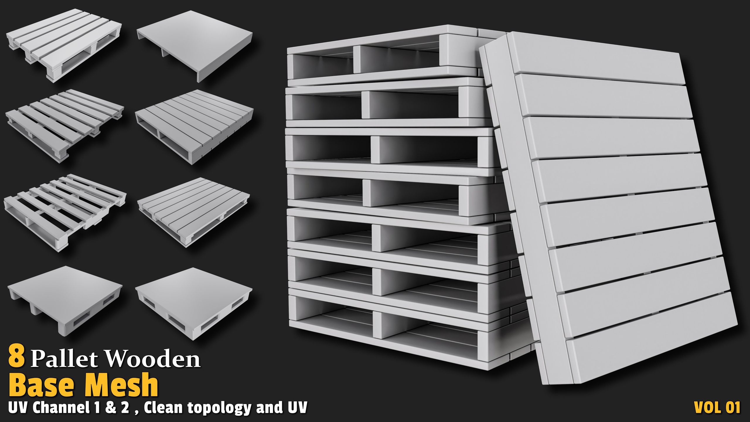 Media 1 for listing Wooden Pallet | Base Mesh-VOL01