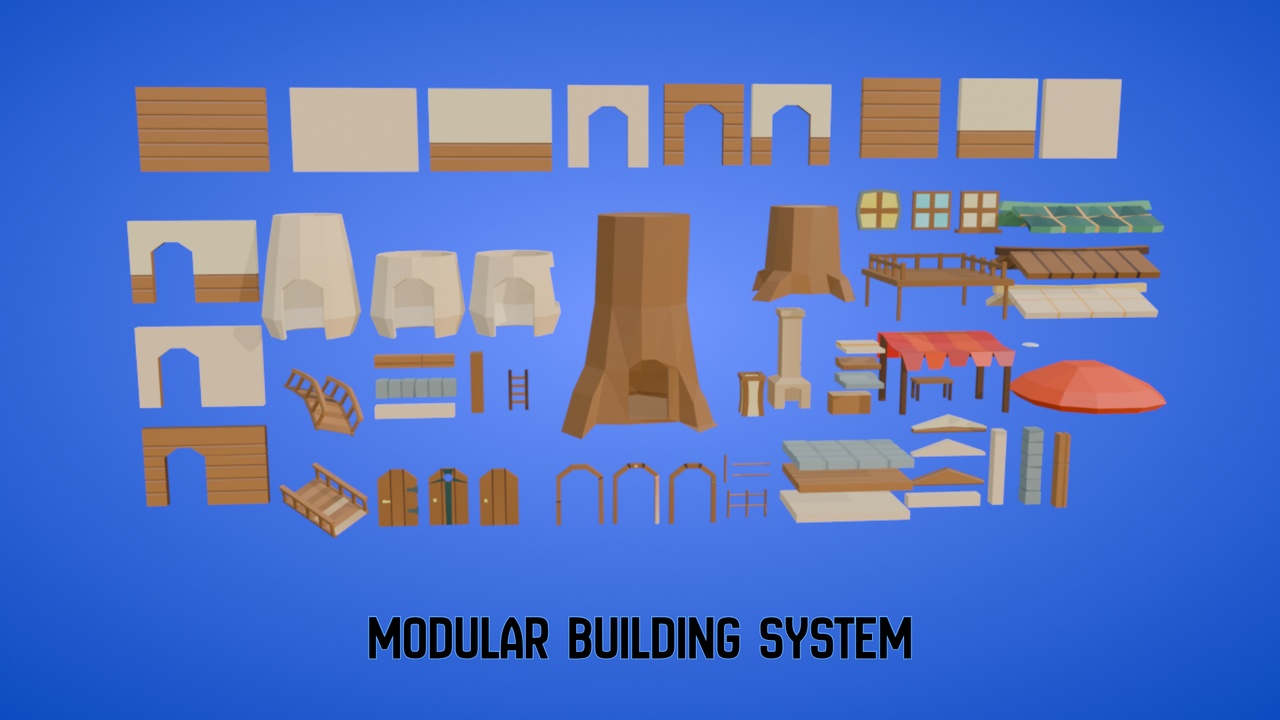 Media 1 for listing LOKIT: Low Poly Elf Village Modular Pack - 150+ Fantasy RPG Environment Assets