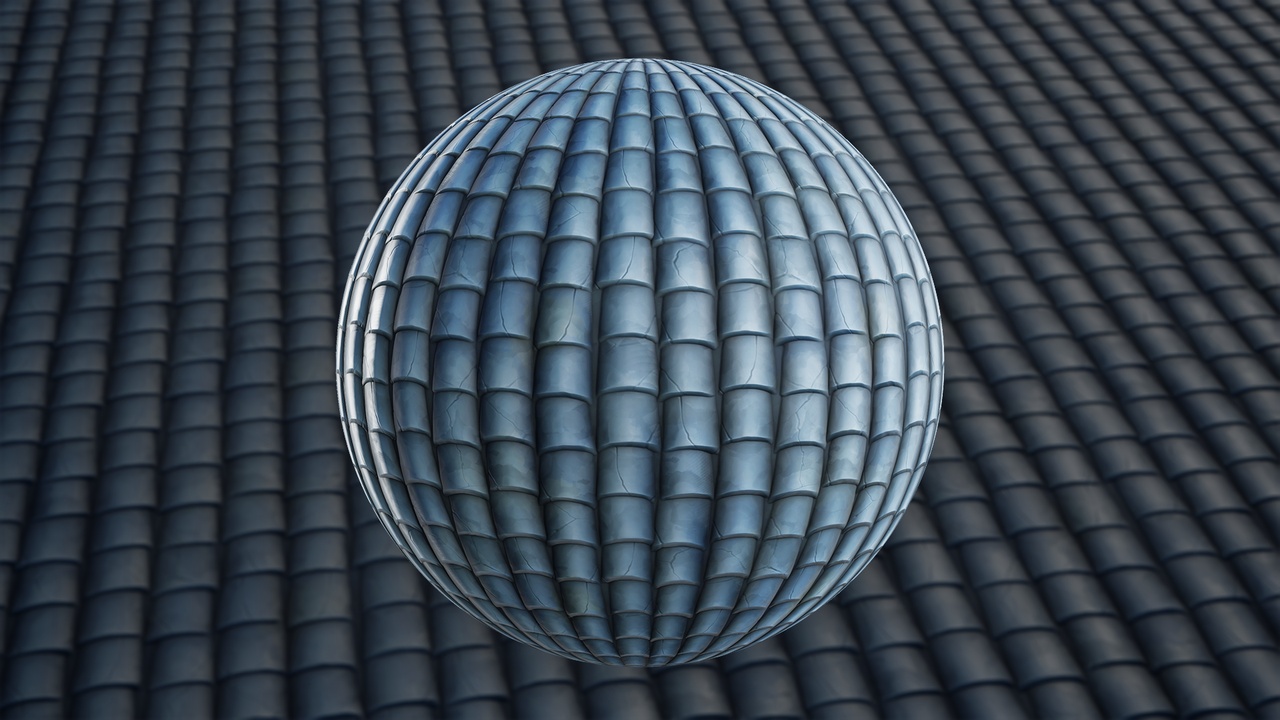 Media 1 for listing Stylized Roof Tiles 02A - Material