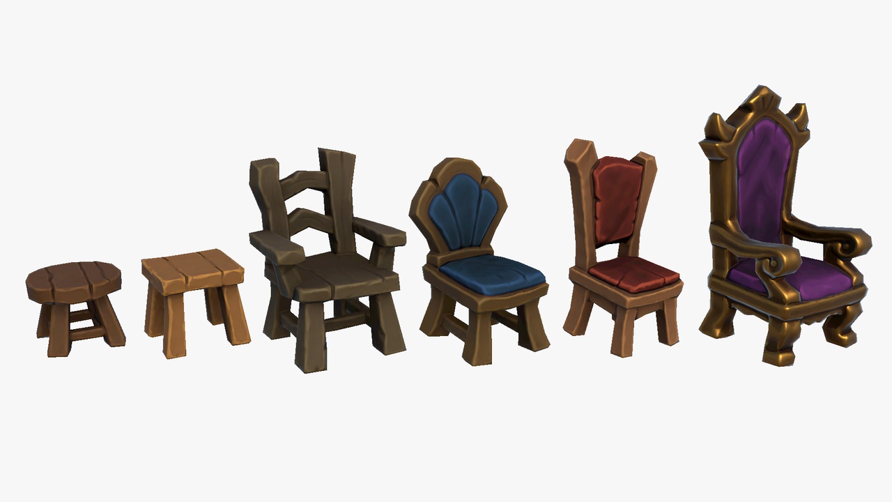 商品 Stylized Fantasy RPG Chairs Seats Stools Sofa 的媒体 1