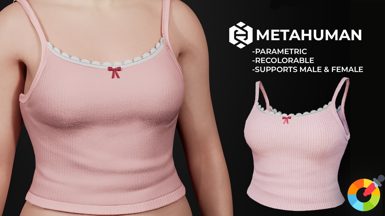 Media 1 for listing Lace Camisole - Parametric MetaHuman Clothing | Recolorable
