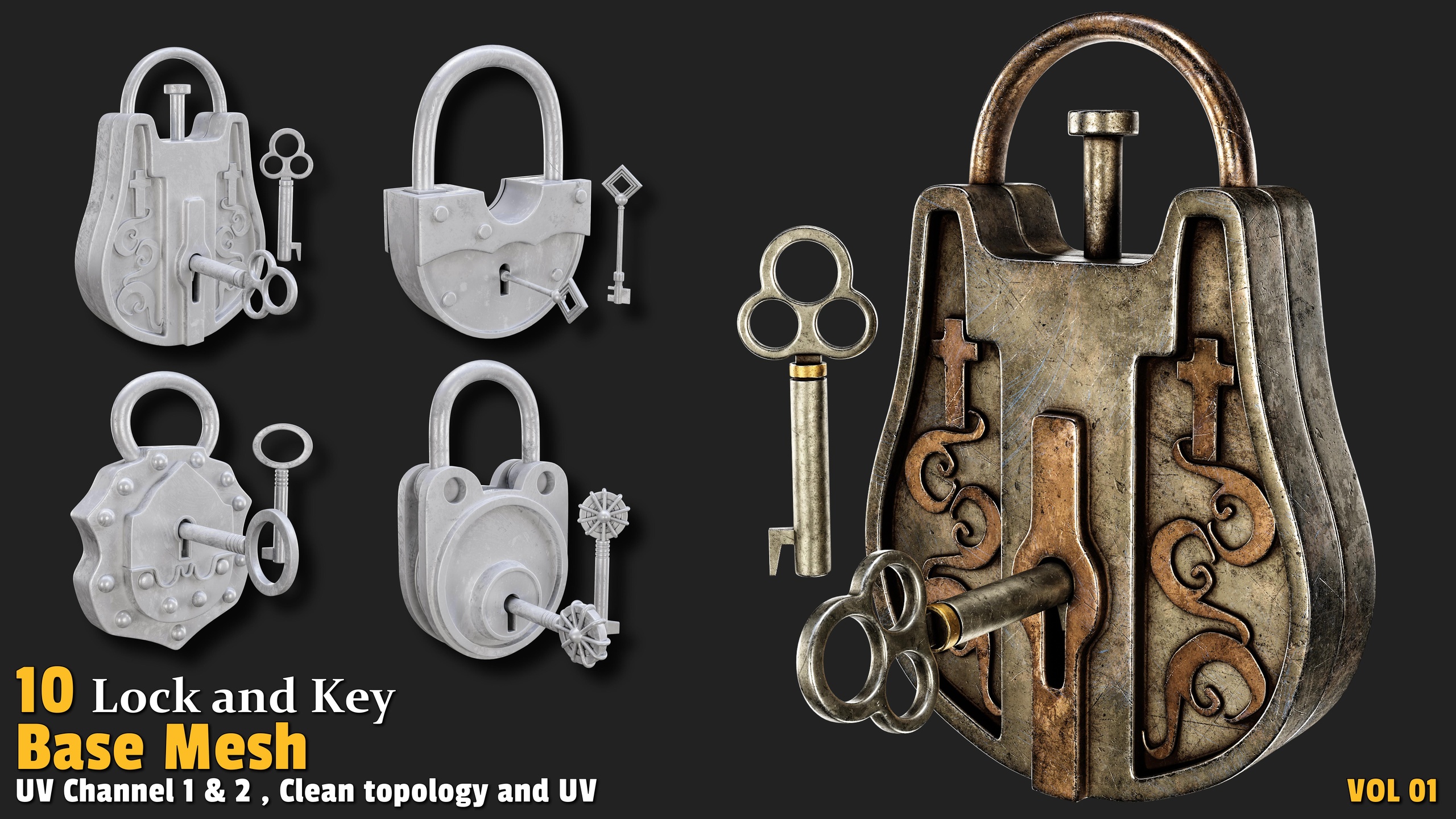 Media 1 for listing 10 Lock & Key Base Mesh-VOL01