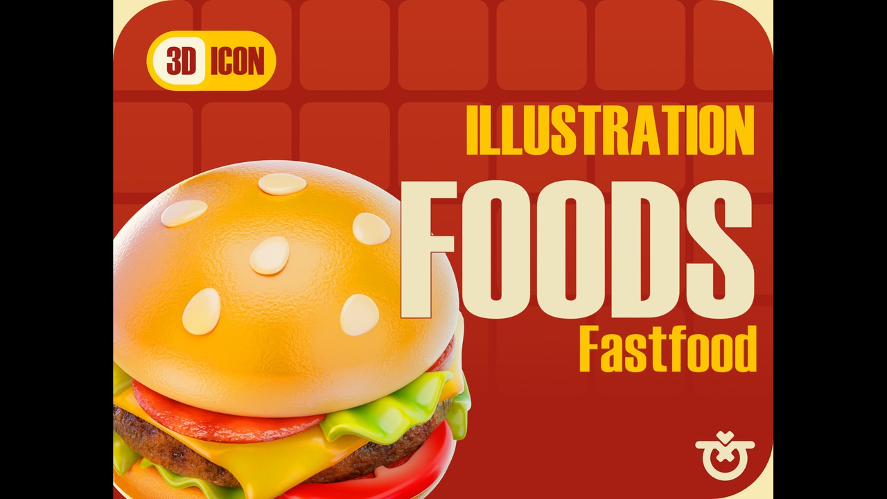 Media 1 for listing Fast Food 3D Icon Stylized