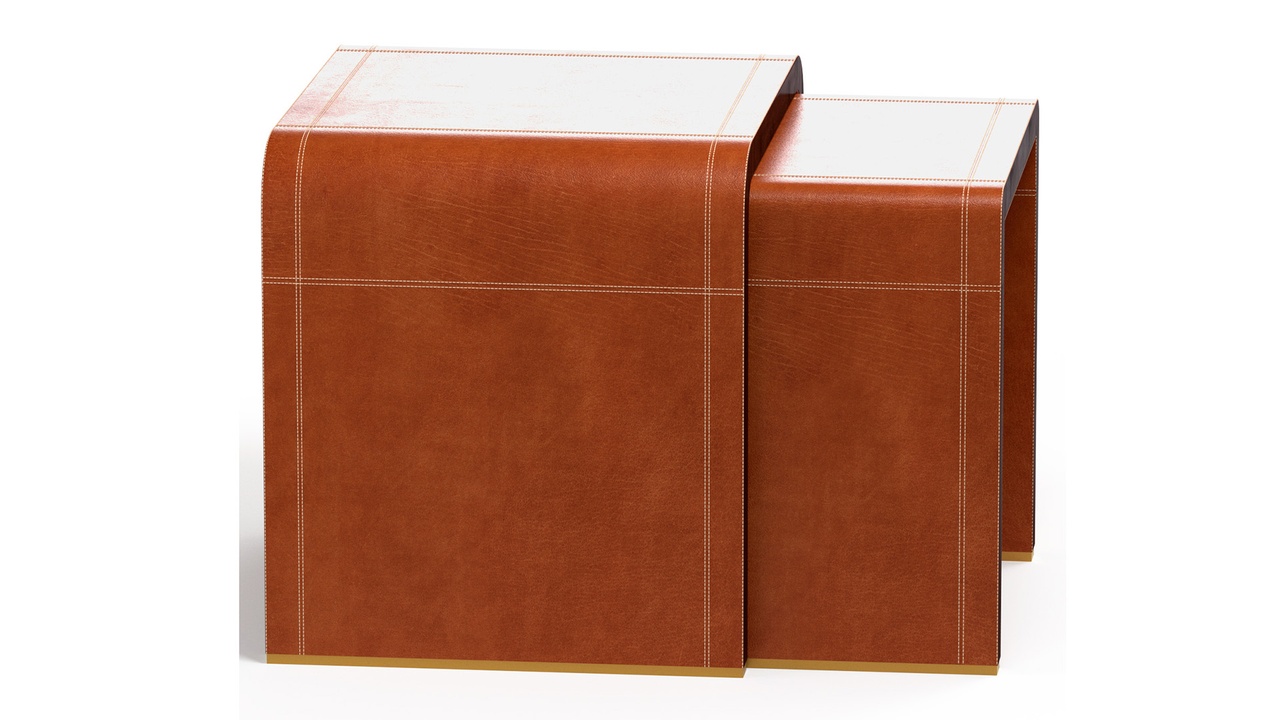 商品 Red leather Nesting End Tables for luxury interior space 的媒体 1