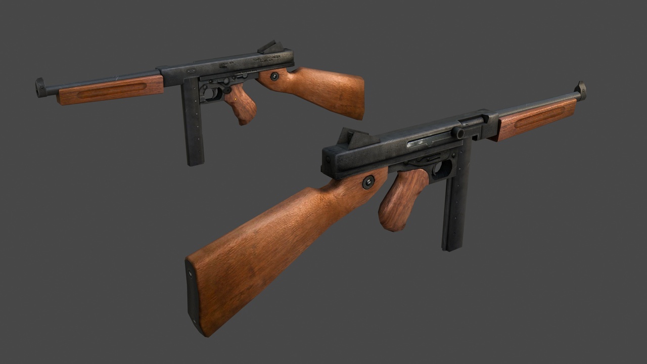 Media 1 for listing Low Poly Submachine Gun - Thomp. - WWII