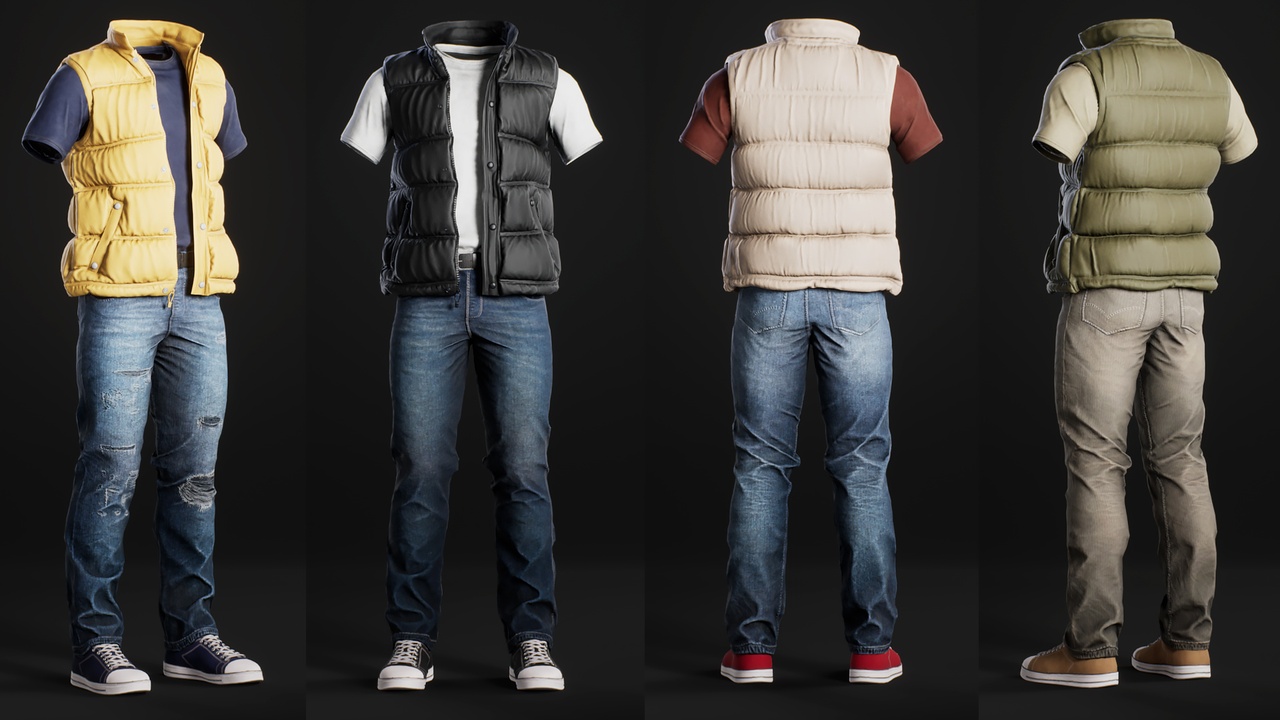 Media 1 for listing M Puffy Vest Jeans Outfit - Metahuman
