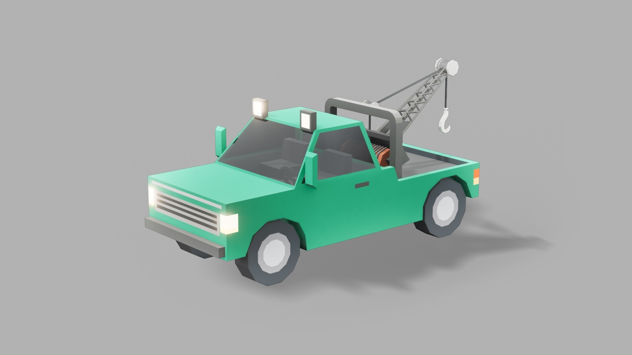 Media 1 for listing Low Poly Stylized Tow truck–Vehicle 3D Model for Unreal Environment