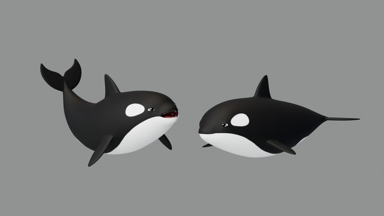 Media 1 for listing Rigged Cartoon Killer Whale