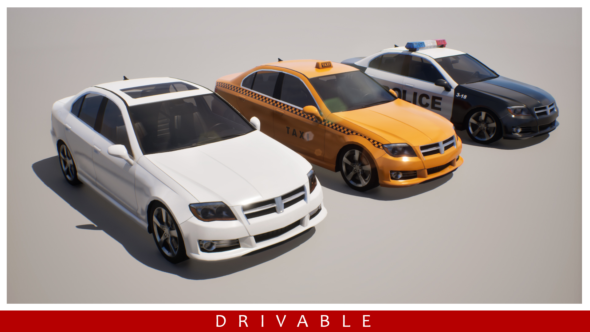 Low Poly Generic Cars 1 (Driveable) | Fab
