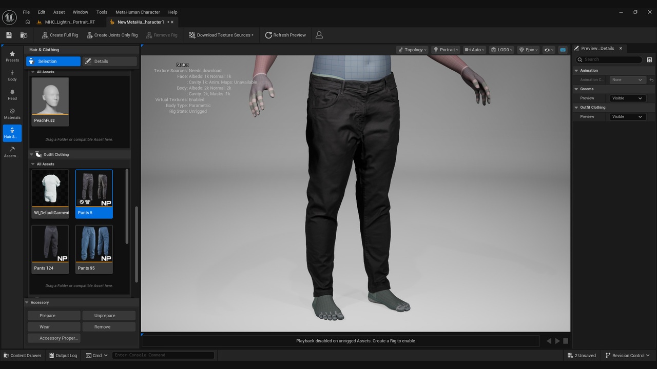 Media 1 for listing 3D Pants Collection for Metahumans 1 - MHPKG