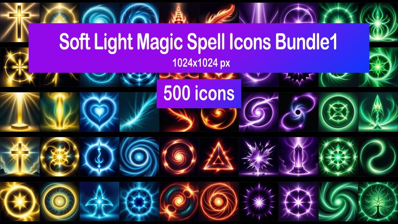 Media 1 for listing Soft Light Magic Spell Icons Bundle1