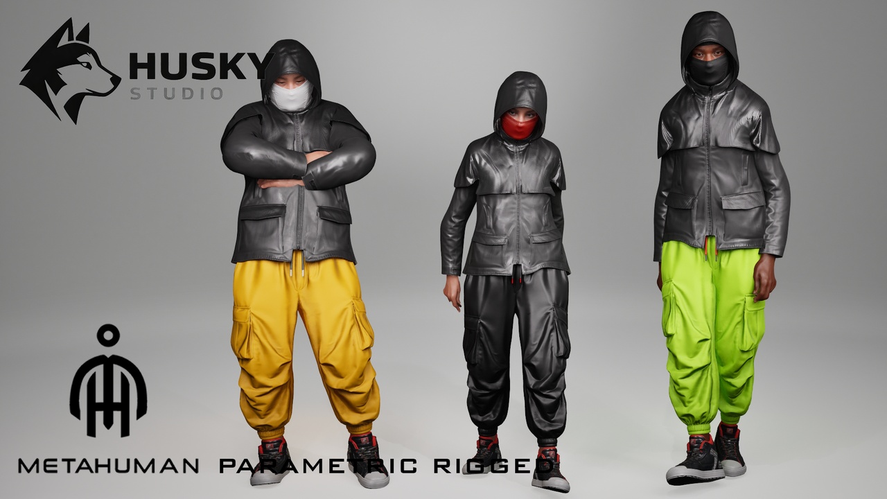Media 1 for listing CyberPunk Streetwear - 70 - Parametric - Metahuman - MHPKG outfit - MH Rigged