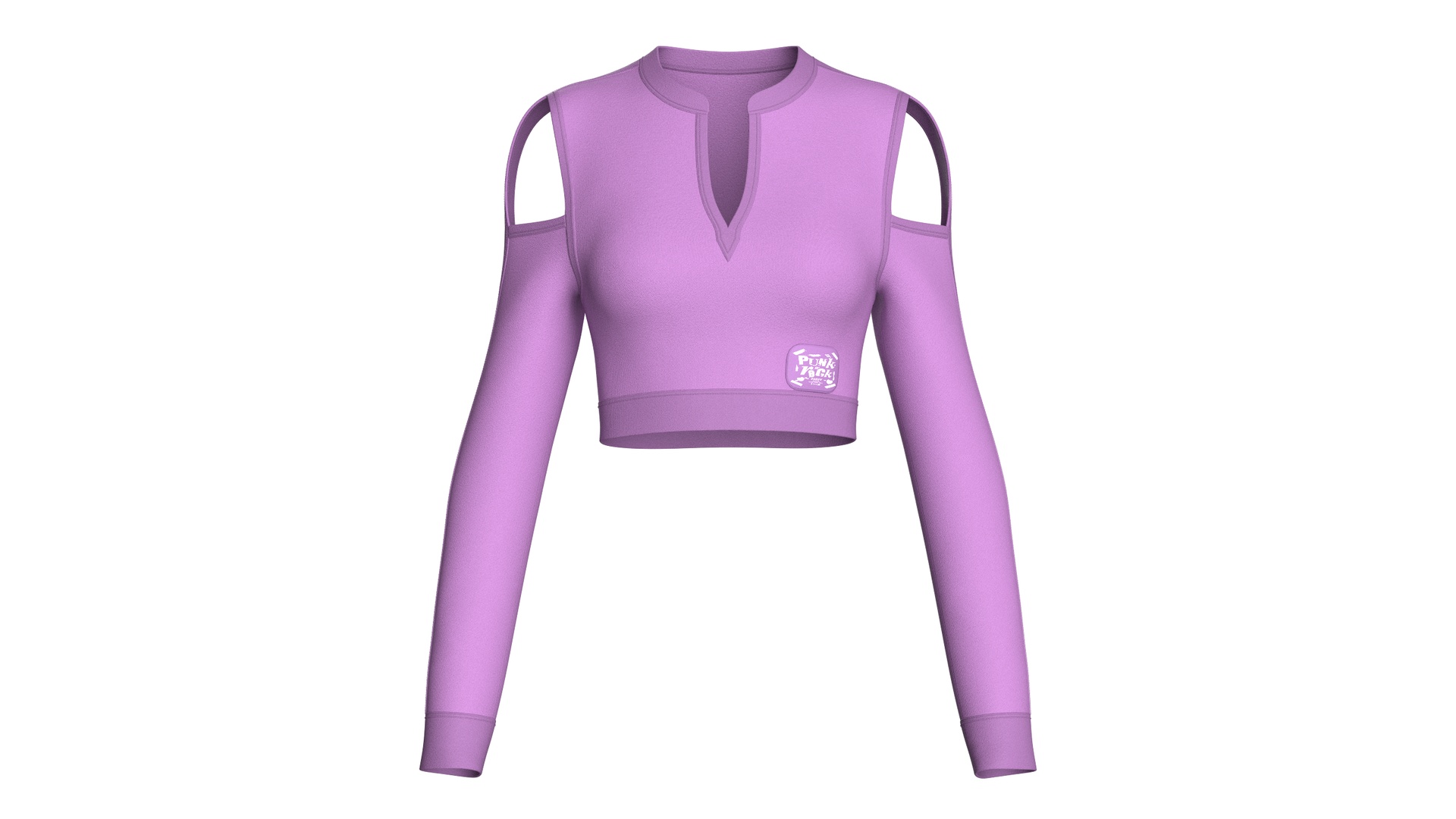 Media 1 for listing Girls Cold Shoulder Slit - Neck Crop Top | High Poly
